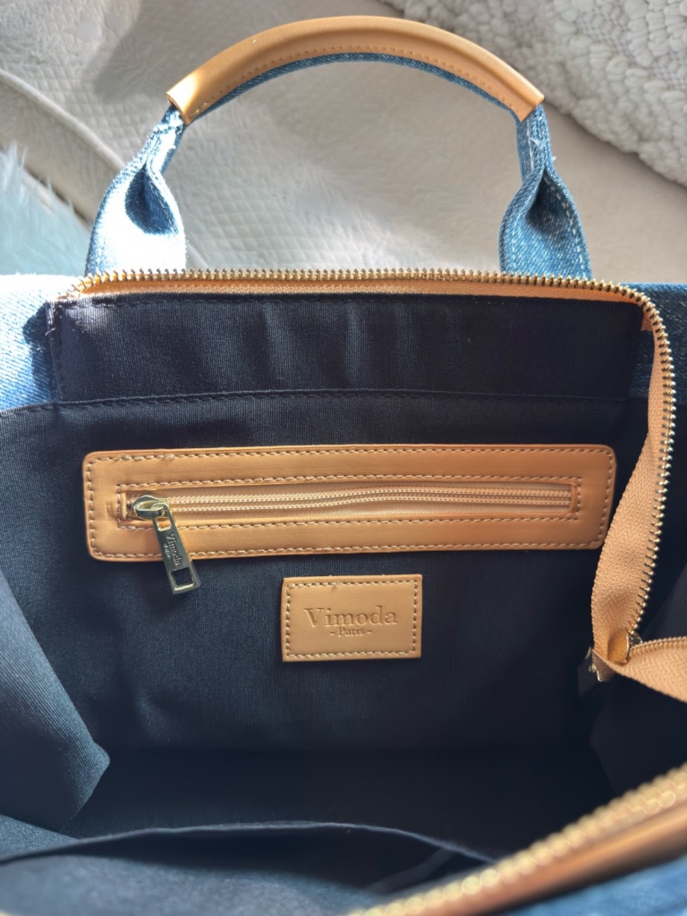 Denim Tote Bag in Dark Blue - Picture 6 of 8
